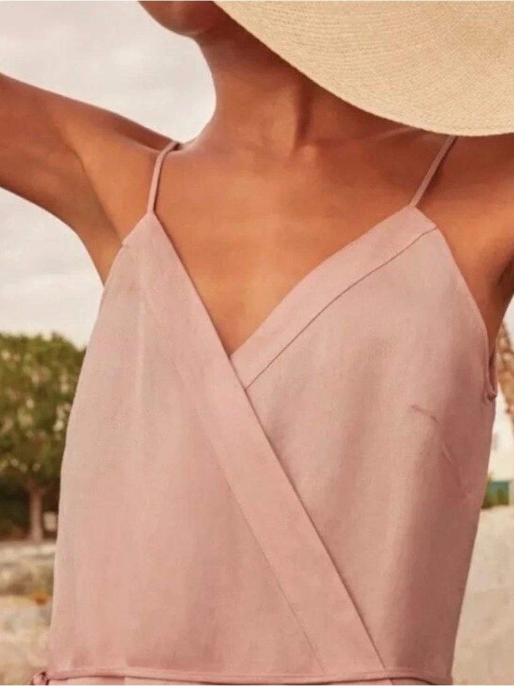 LIKE NEW Cuyana Blush Pink Belgian Flax Linen Blend Wrap Dress Size Small - Picture 2 of 6